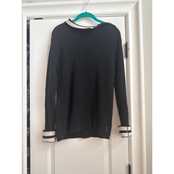 Armani Exchange Size Med. Black knitted Sweater with Side zipper on Collar - Picture 6 of 7